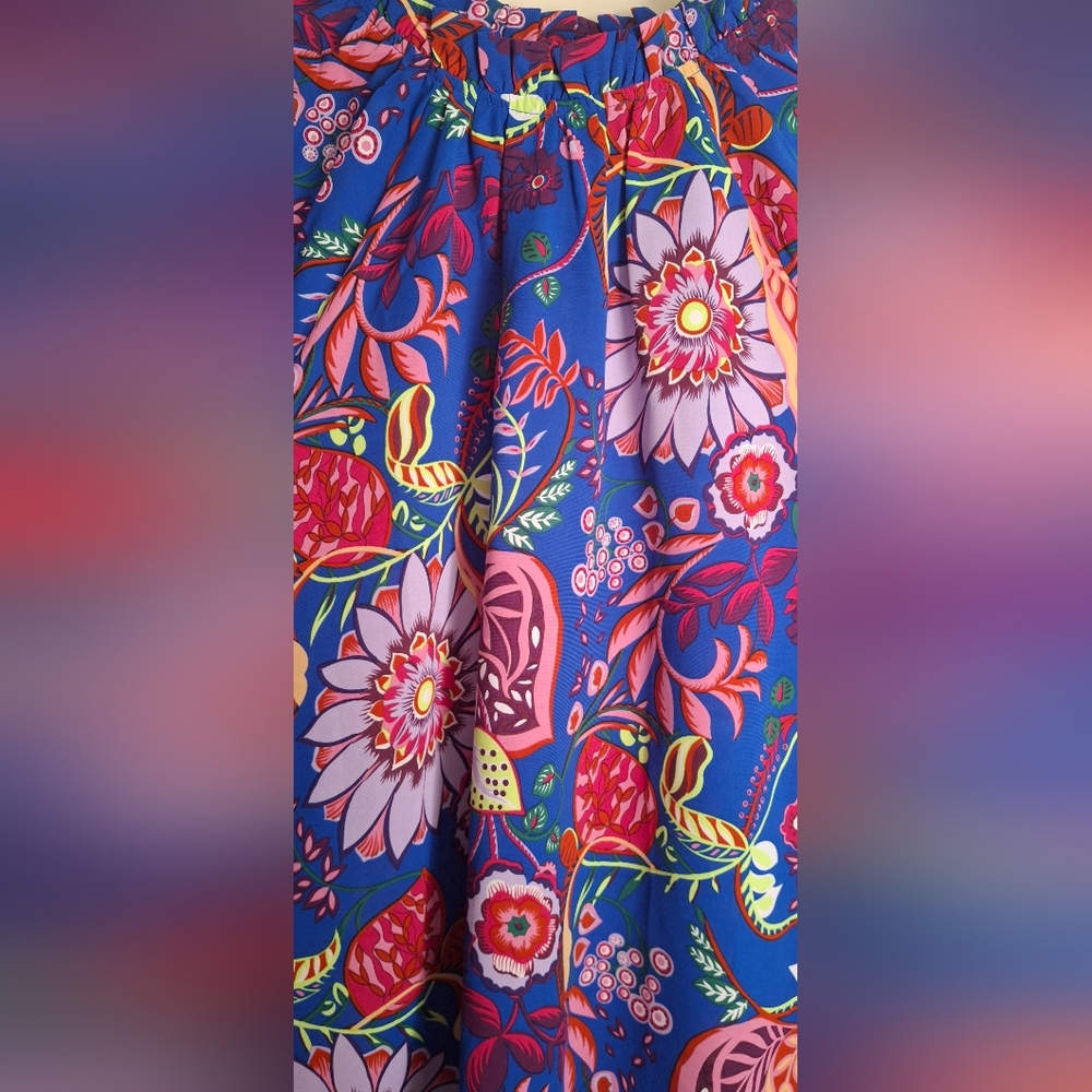 Jodifl Flower Print Bubble Sleeve Top L ART MAXIMALIST FORMAL PARTY - Picture 9 of 12